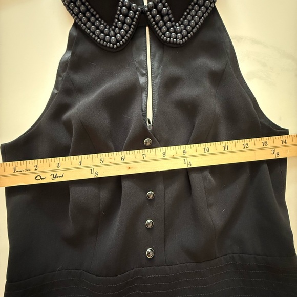 Anthropology, Elevenses Black Halter with beaded collar Jumpsuit size 2 - Picture 10 of 11